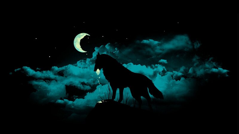 wolf howling at the moon