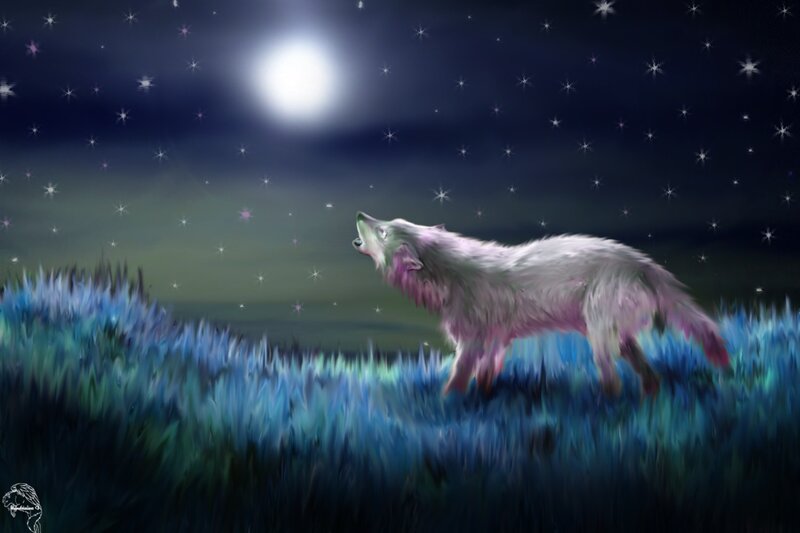 wolf howling at the moon