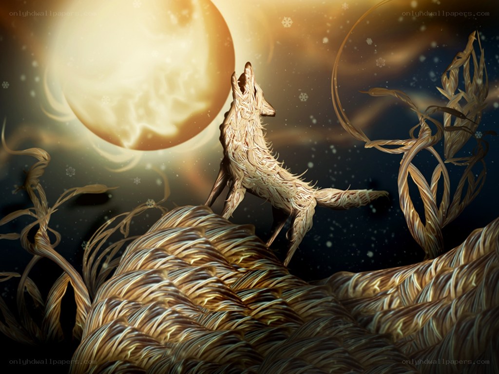 wolf howling at the moon