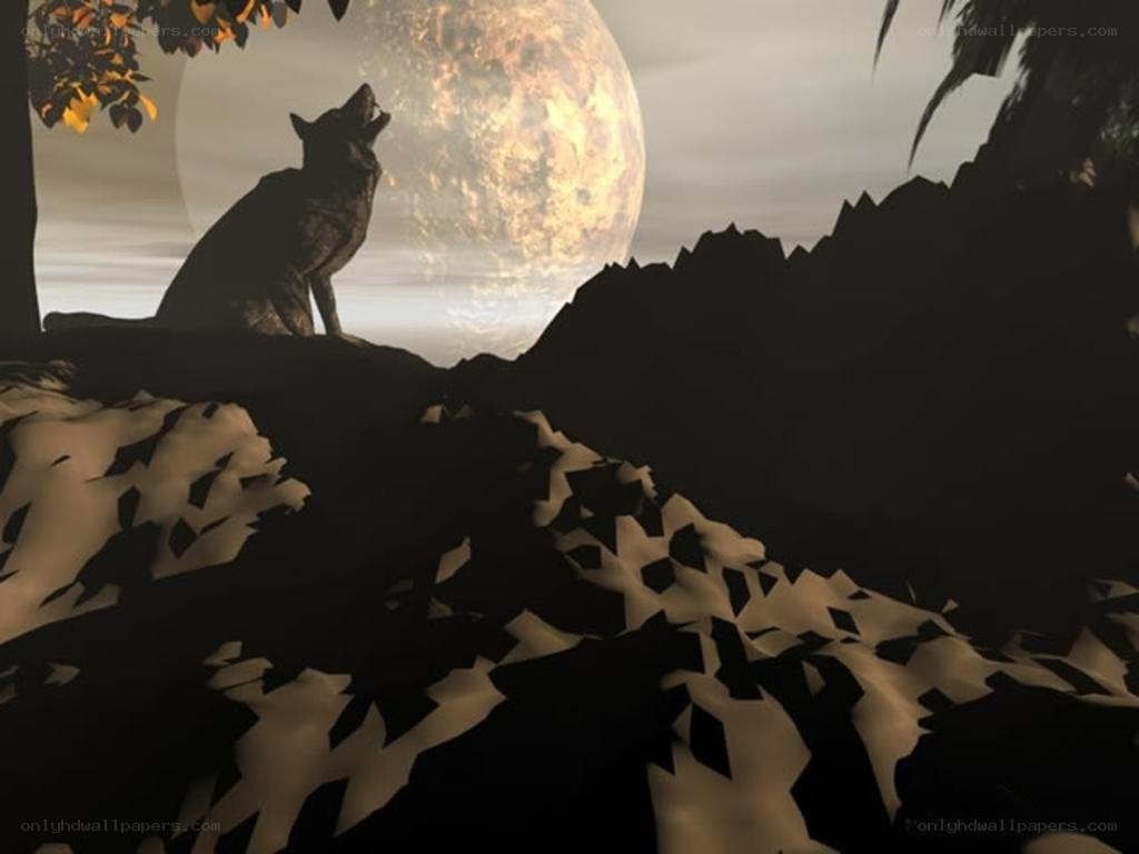 wolf howling at the moon