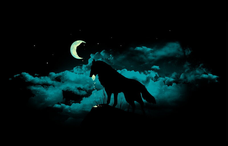 wolf howling at the moon