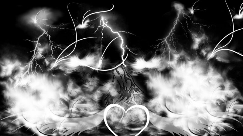 wolf howling with lightning