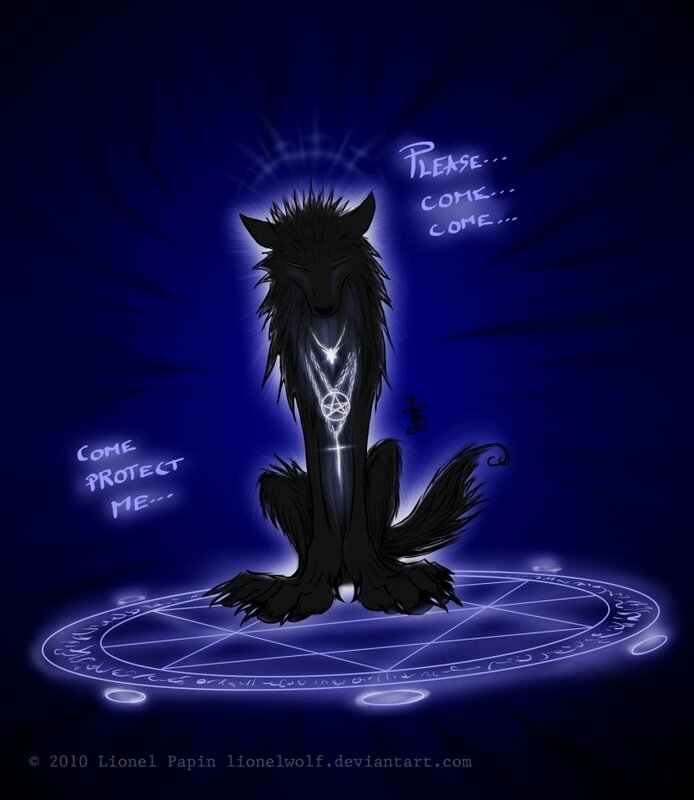 wolf in a magic circle