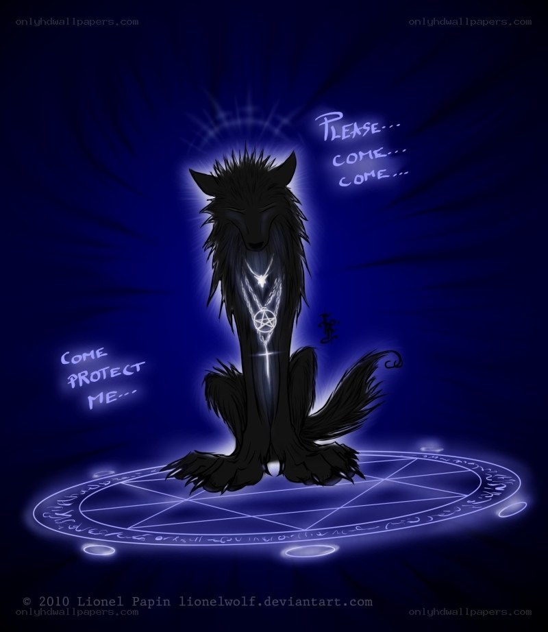 wolf in a magic circle