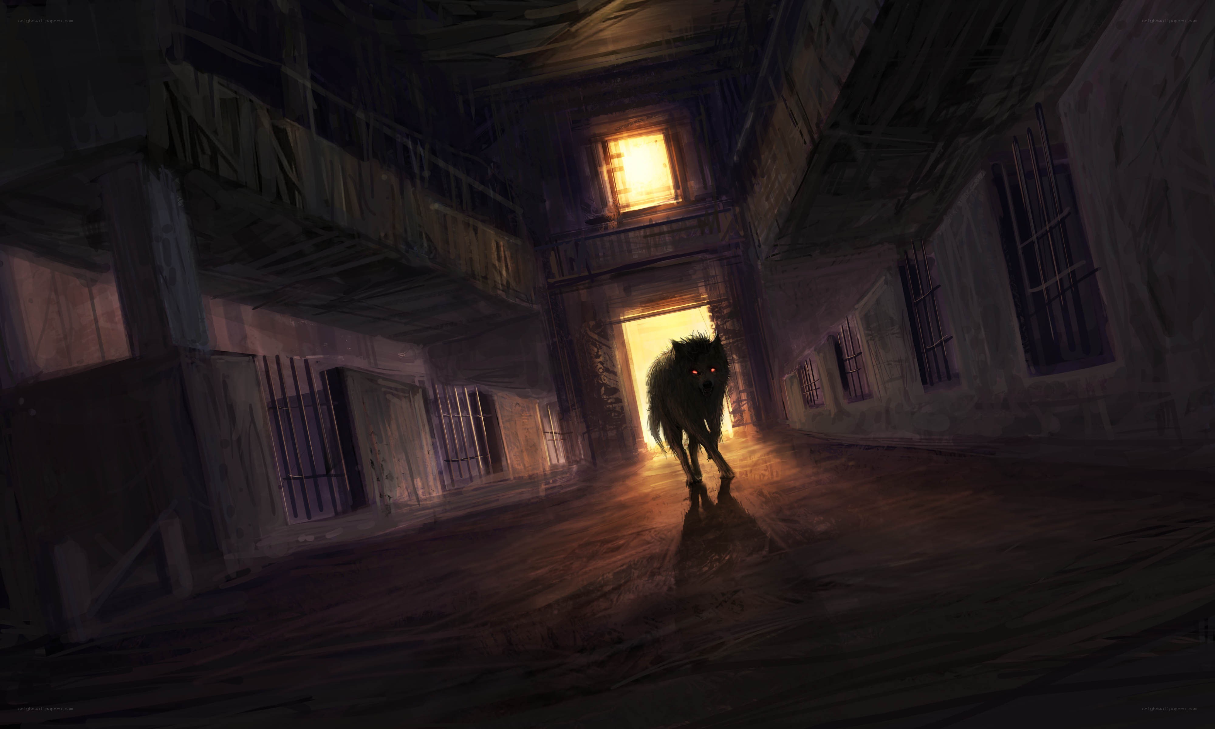 wolf in abandoned building
