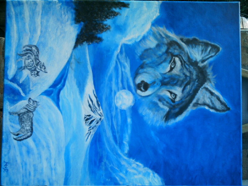 Wolf in Blue Landscape