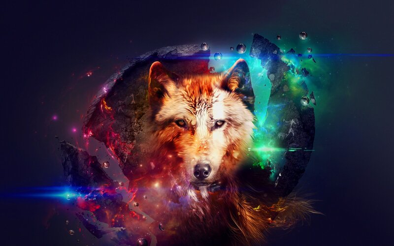 Wolf in Cosmic Nebula — Blue