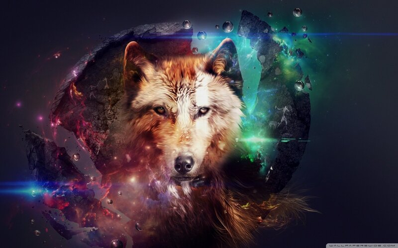 Wolf in Cosmic Nebula — Green