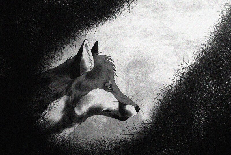 Wolf in Grass — Black, Dramatic