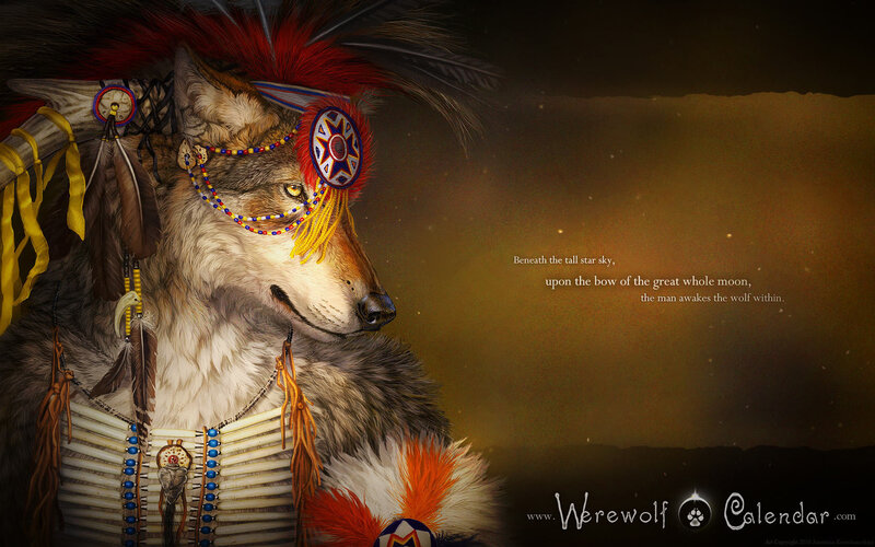 Wolf in Native American Attire