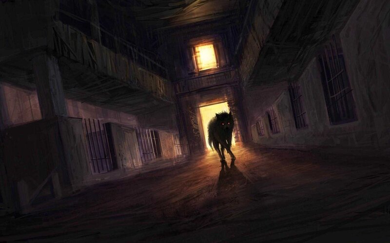 Wolf in Prison Corridor