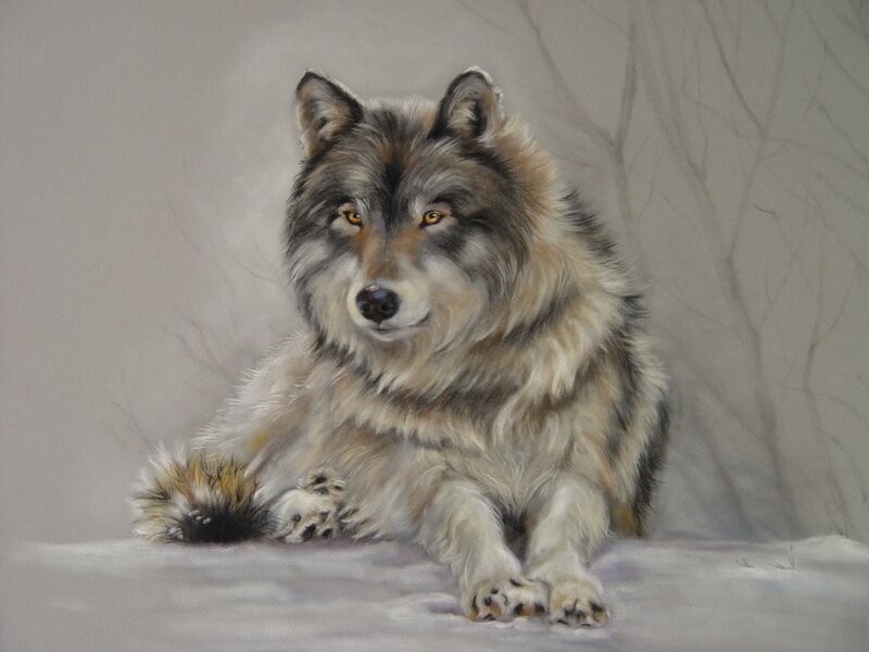 Wolf in Snow — Gray, Calm, Winter, Painting