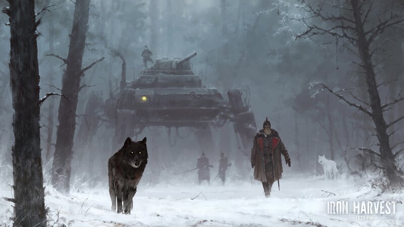 Wolf in Snowy Forest — Gray, Dramatic, Winter, Digital Art