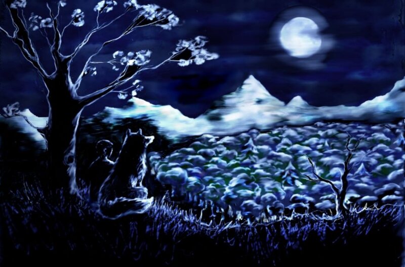 Wolf in Snowy Landscape — Blue