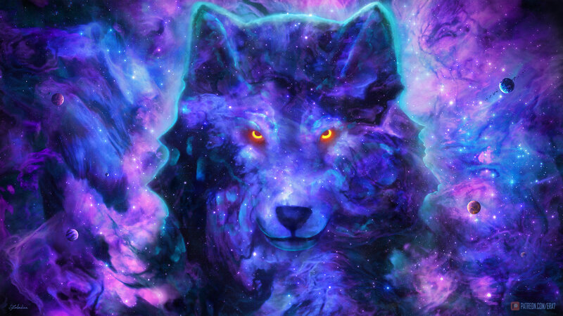 Wolf in Space Nebula