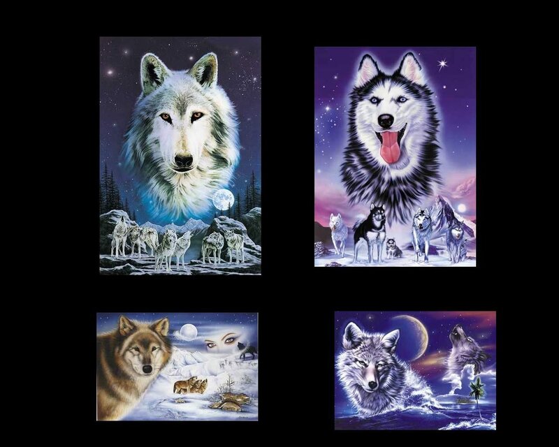 Wolf in Winter Landscape — Purple
