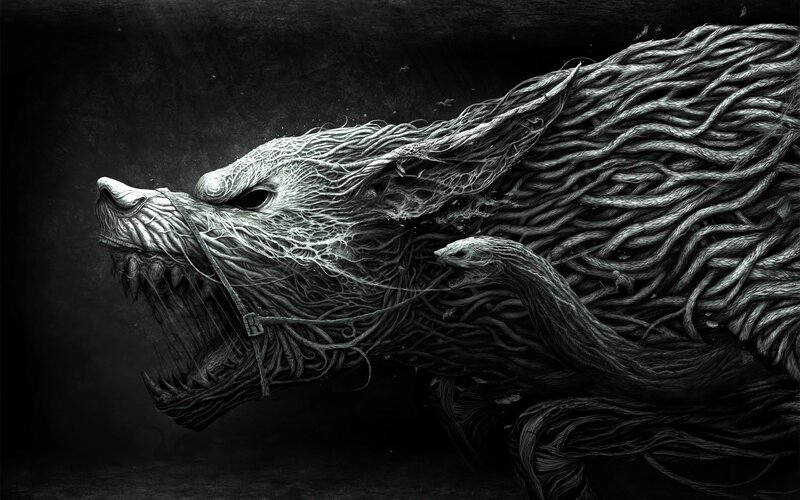Wolf-like Creature — Black, Dramatic