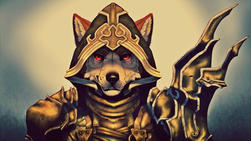 Wolf-like Creature in Armor — Gold