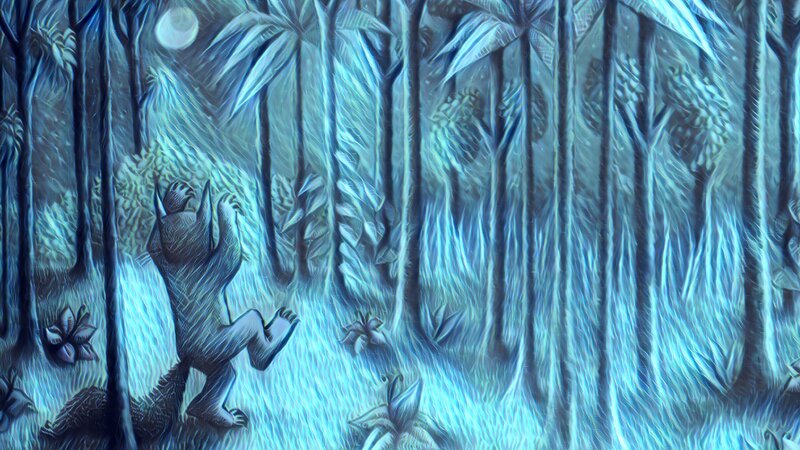 Wolf-like Creature in Forest — Blue