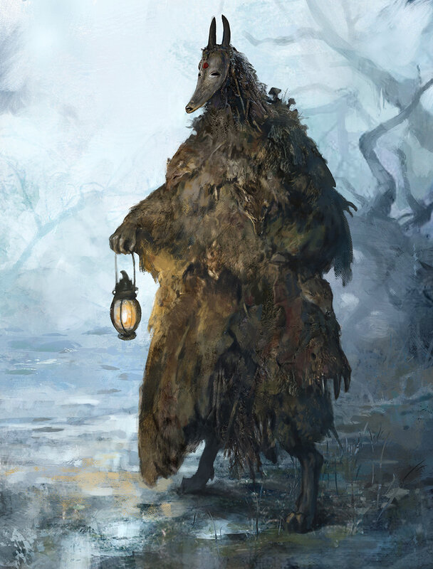 Wolf-like Creature with Lantern — Brown
