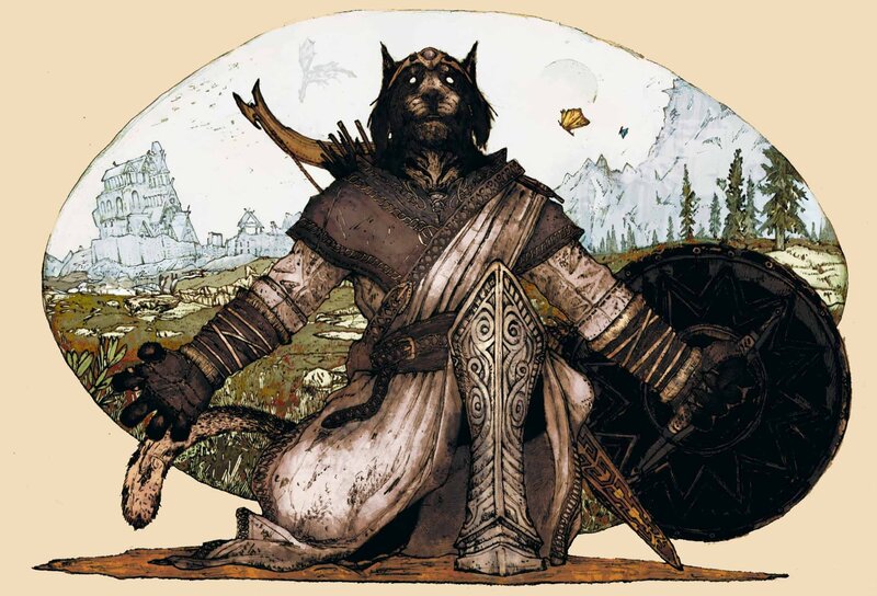 wolf-like warrior in armor