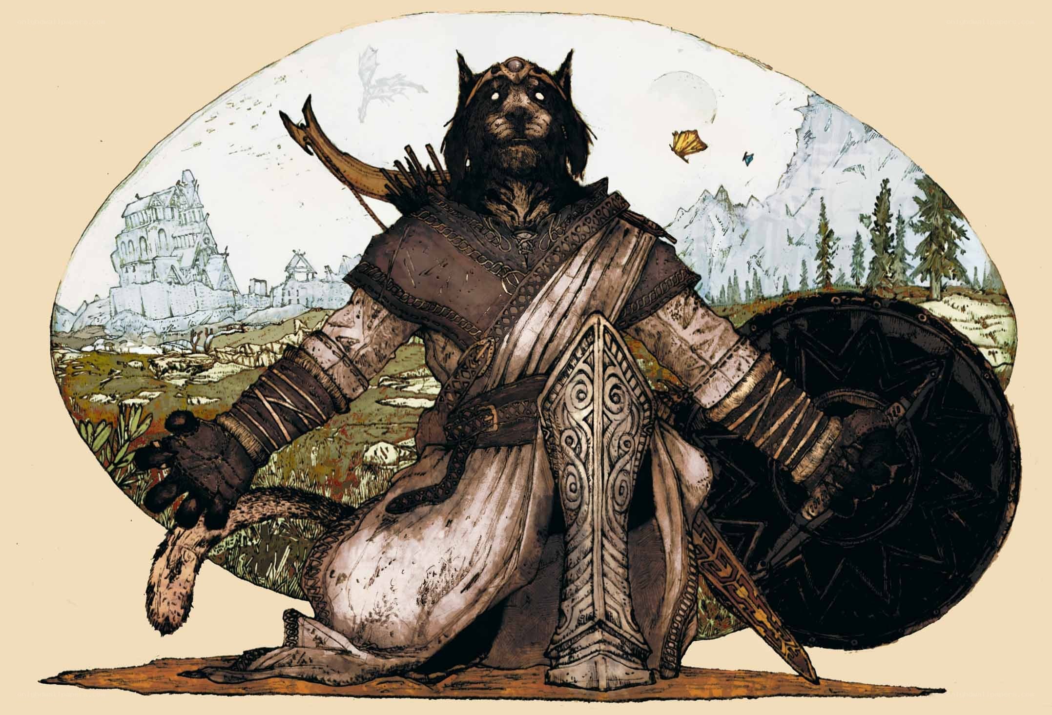 wolf-like warrior in armor