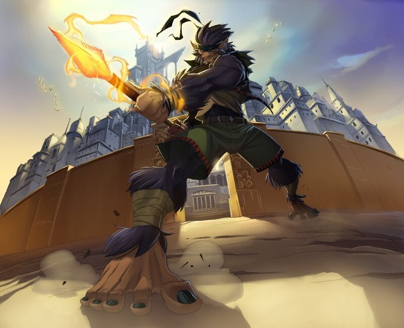 Wolf-like Warrior with Spear