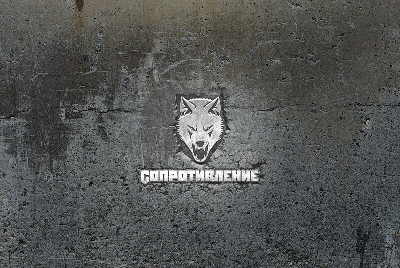 Wolf logo on concrete wall