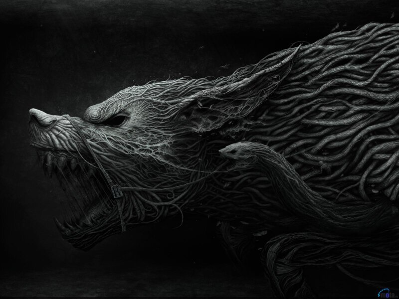 Wolf Made of Roots — Black