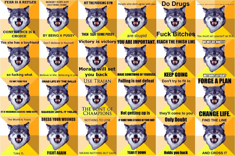 Wolf motivational meme grid