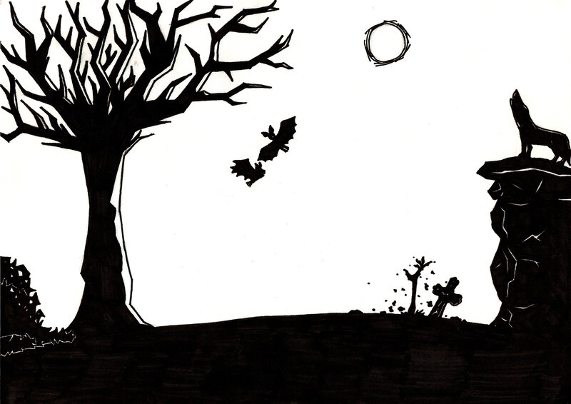 Wolf on a Cliff — Black