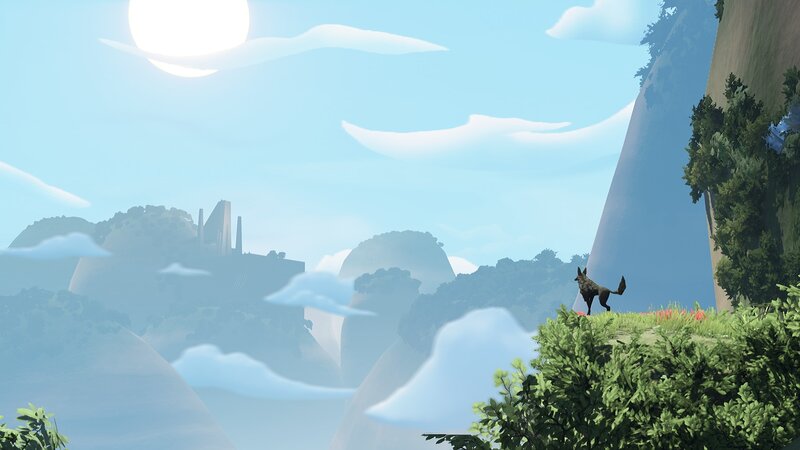 Wolf on a Cliff — Blue, Serene