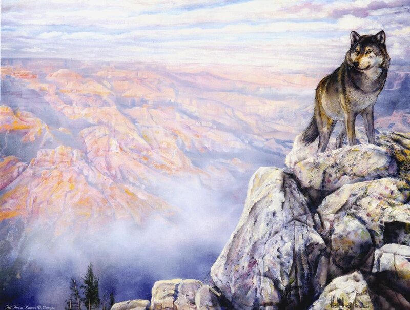 Wolf on a Cliff — Gray, Serene