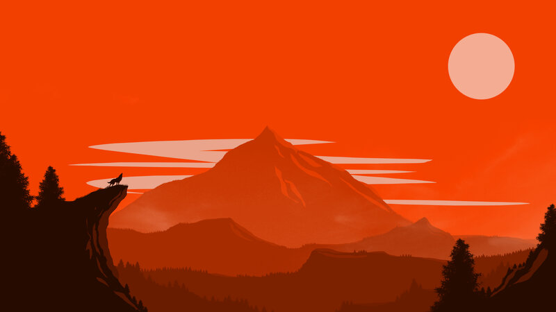 Wolf on a Cliff — Orange