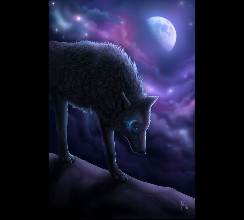 Wolf on a Cliff — Purple