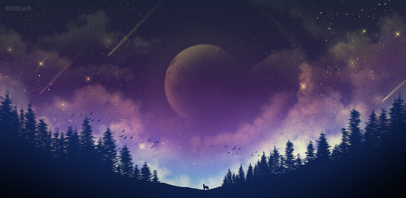Wolf on a Hill — Purple