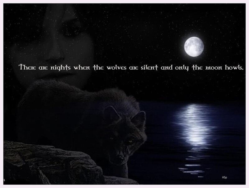 Wolf on a Rock — Black, Dark