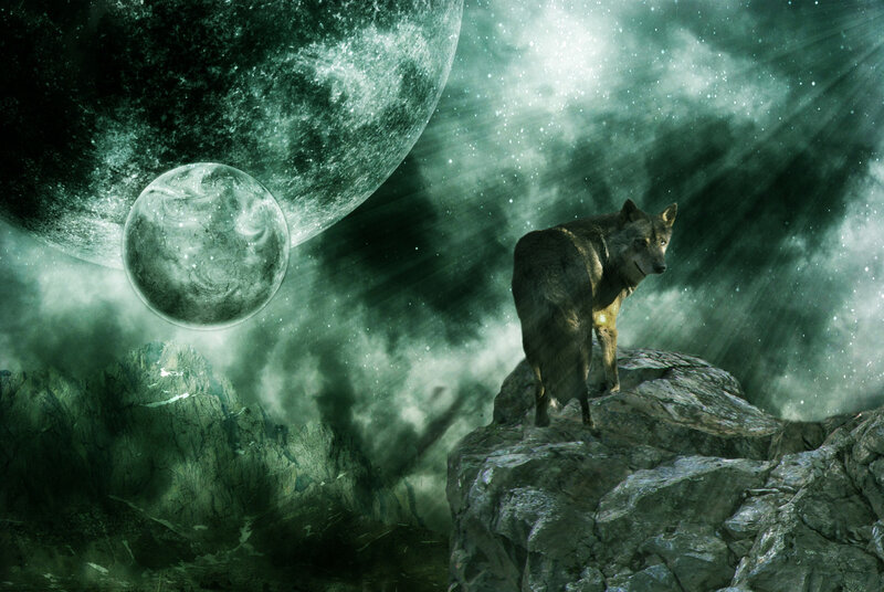 wolf on alien planet