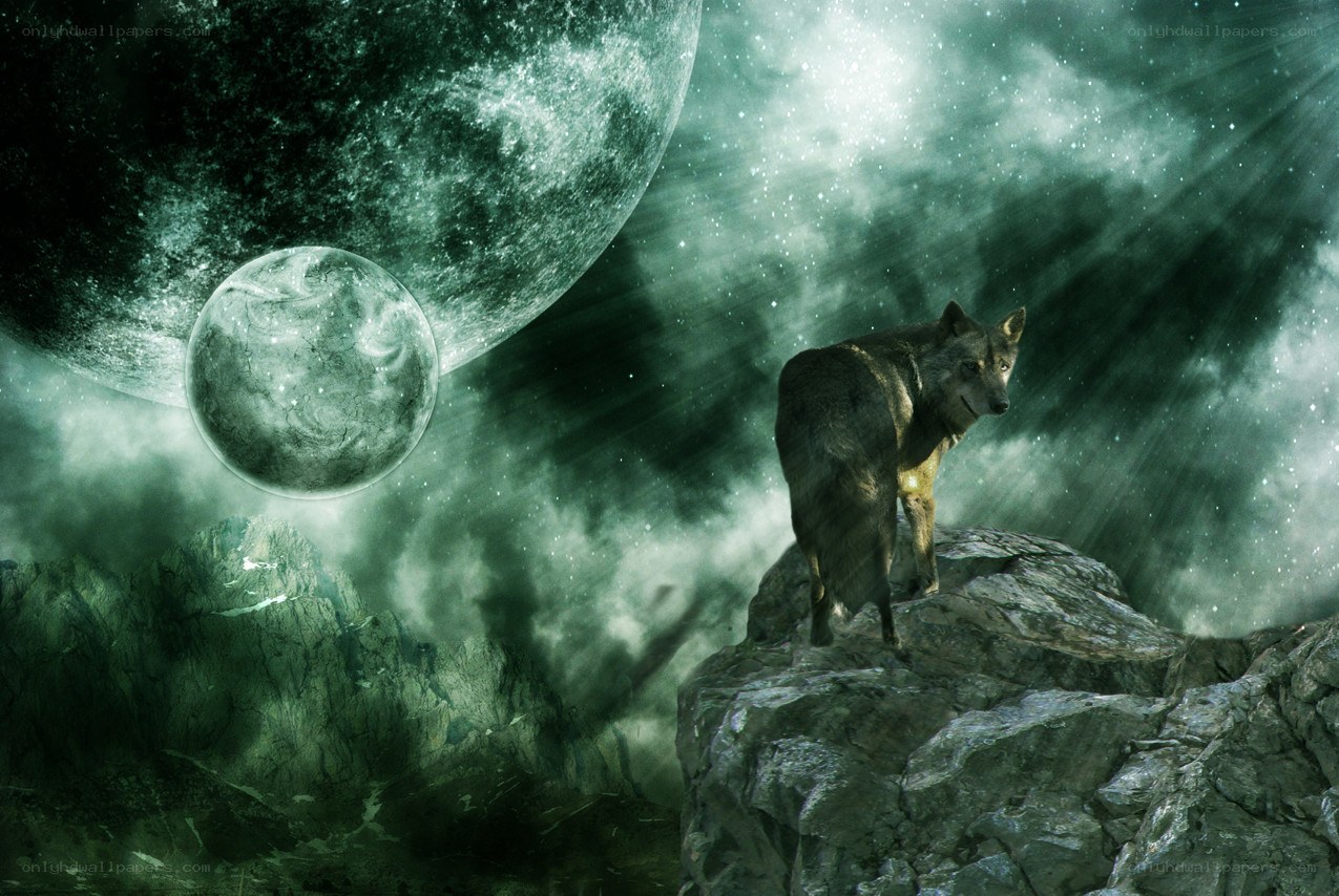 wolf on alien planet