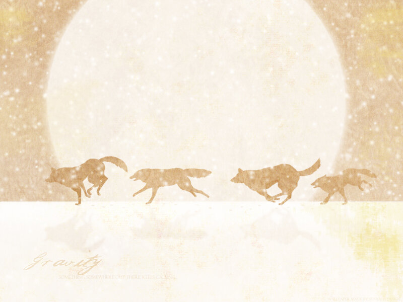 Wolf Pack Running — Beige