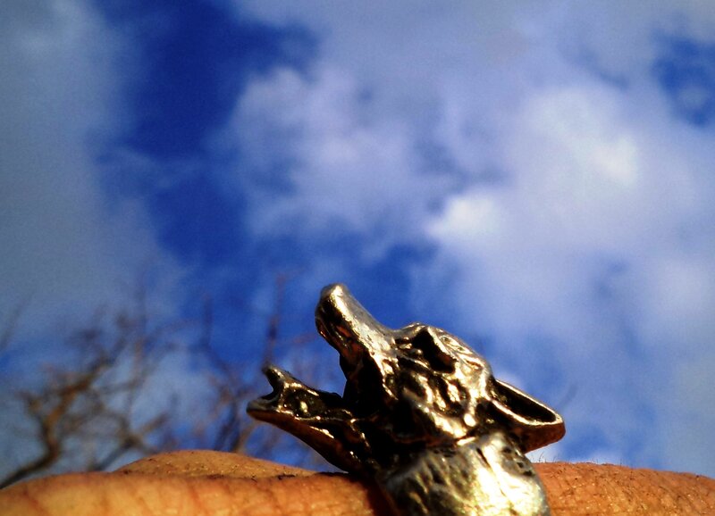 Wolf Ring on Finger