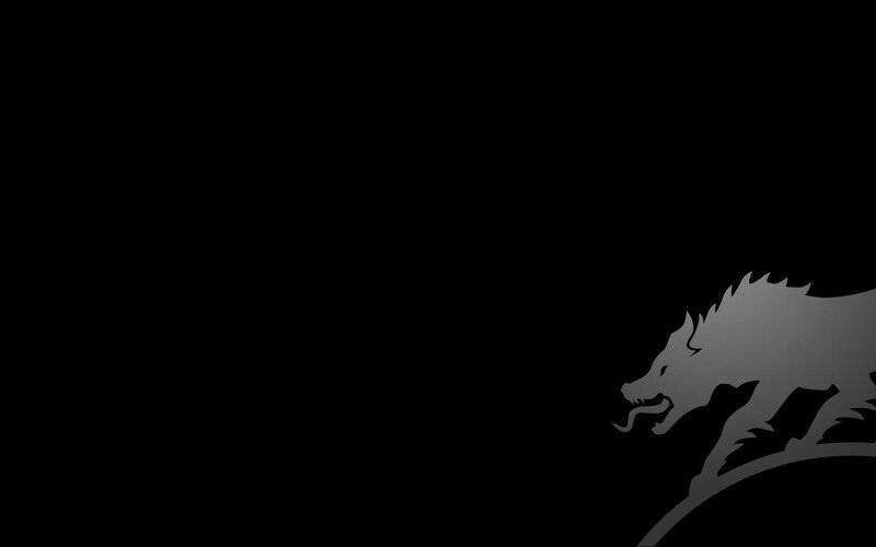wolf silhouette on black