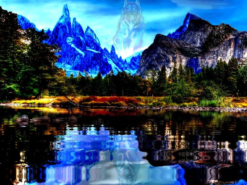 Wolf Spirit in Mountains