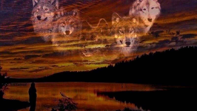 Wolf Spirits in Sky