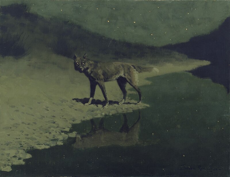 Wolf Standing in Water — Green
