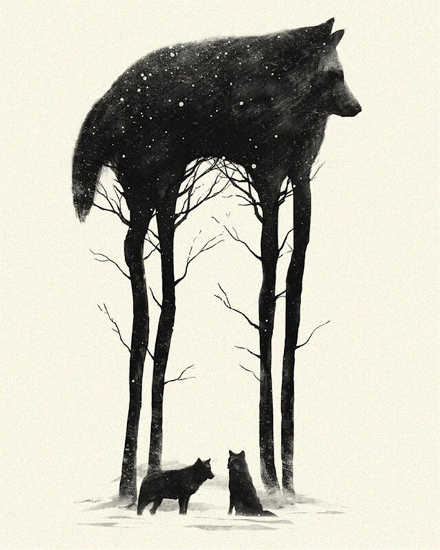 wolf tree art