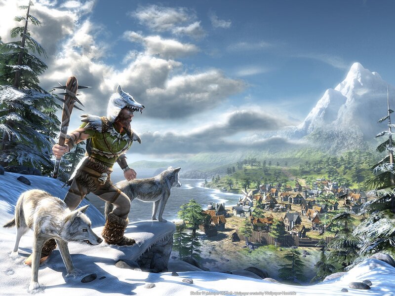 Wolf warrior overlooking village