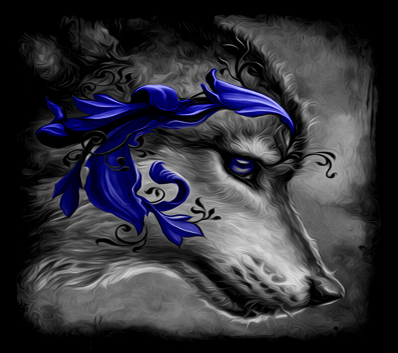 Wolf with Blue Headband