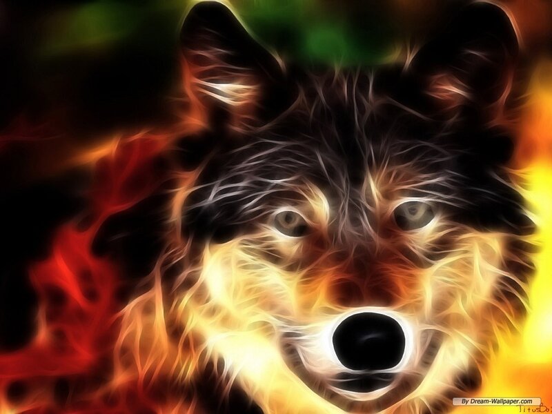 Wolf with Fiery Fur — Yellow