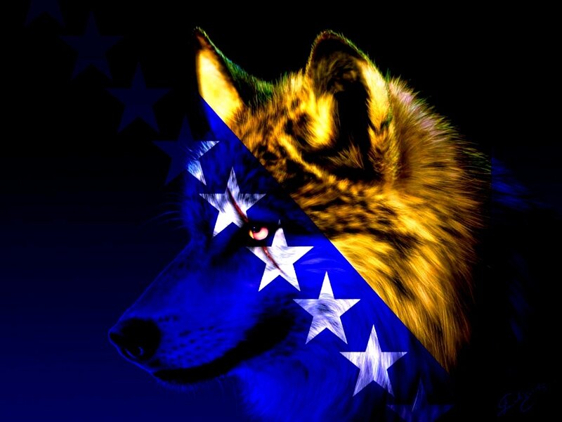 Wolf with Flag Overlay